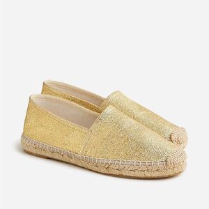J.CREW Made-in-Spain espadrille flats in metallic canvas